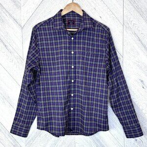 UNTUCKit Talty Performance Shirt Mens Medium Regular Fit Check Blue Non-Iron
